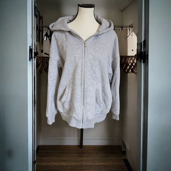 EFAN Women's Drawstring Zip Up Cute Hoodies Jacket Medium, Grey - Picture 1 of 8